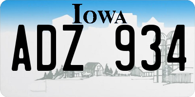 IA license plate ADZ934