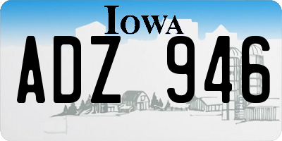 IA license plate ADZ946