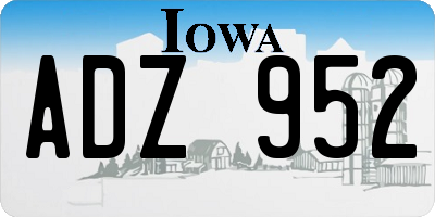 IA license plate ADZ952