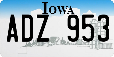 IA license plate ADZ953