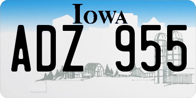 IA license plate ADZ955