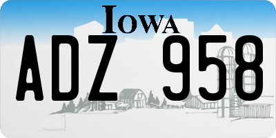 IA license plate ADZ958