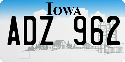 IA license plate ADZ962