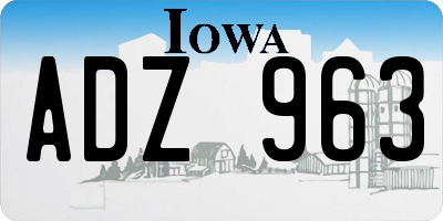 IA license plate ADZ963