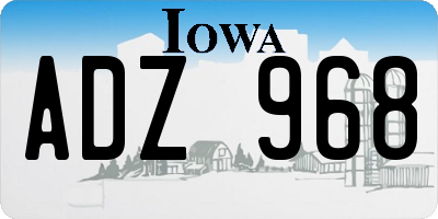 IA license plate ADZ968