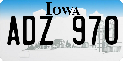 IA license plate ADZ970