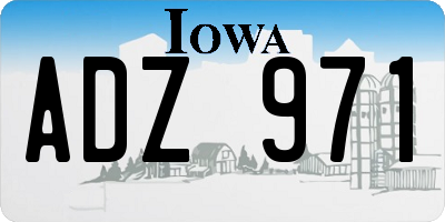IA license plate ADZ971