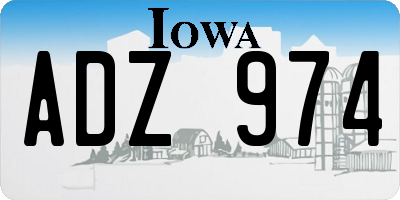 IA license plate ADZ974