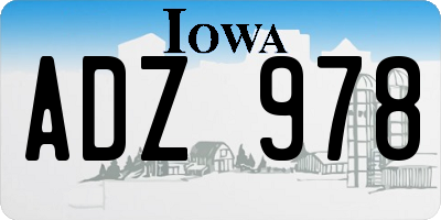 IA license plate ADZ978