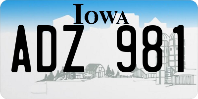 IA license plate ADZ981