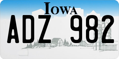IA license plate ADZ982