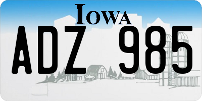 IA license plate ADZ985