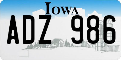 IA license plate ADZ986