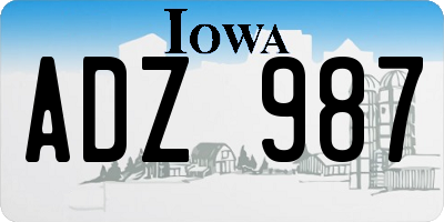 IA license plate ADZ987