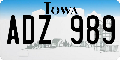 IA license plate ADZ989