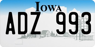 IA license plate ADZ993