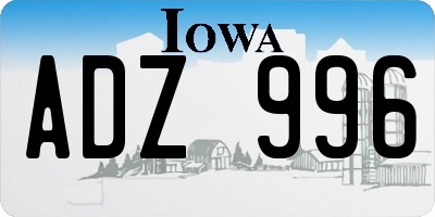 IA license plate ADZ996