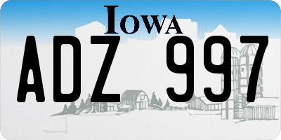 IA license plate ADZ997