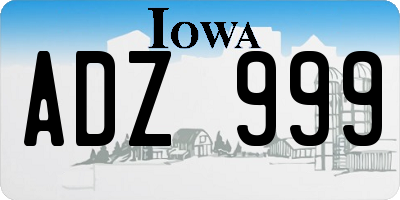 IA license plate ADZ999
