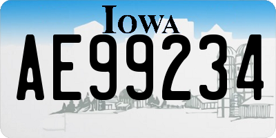 IA license plate AE99234