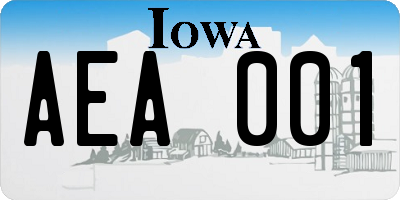 IA license plate AEA001