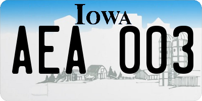 IA license plate AEA003