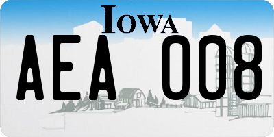 IA license plate AEA008