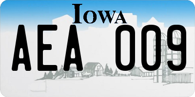 IA license plate AEA009
