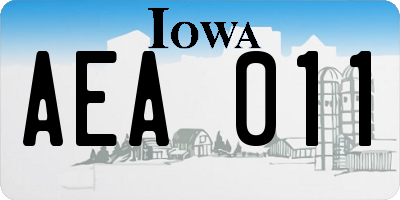 IA license plate AEA011