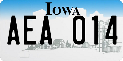 IA license plate AEA014