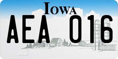 IA license plate AEA016