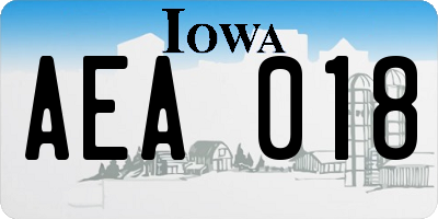 IA license plate AEA018