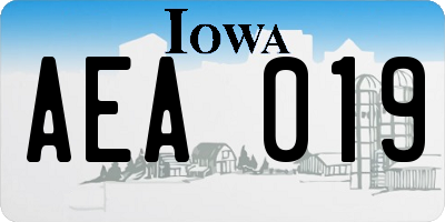IA license plate AEA019