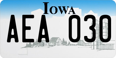 IA license plate AEA030