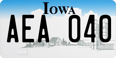 IA license plate AEA040
