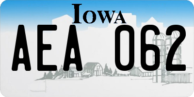 IA license plate AEA062