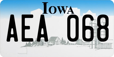 IA license plate AEA068