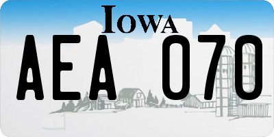 IA license plate AEA070