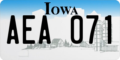 IA license plate AEA071