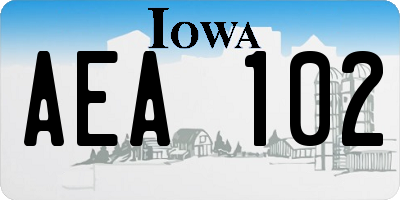 IA license plate AEA102