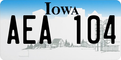 IA license plate AEA104