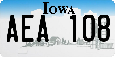 IA license plate AEA108