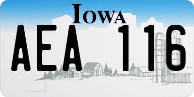 IA license plate AEA116