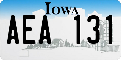 IA license plate AEA131