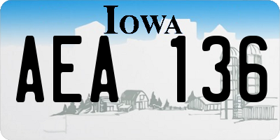 IA license plate AEA136