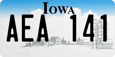 IA license plate AEA141