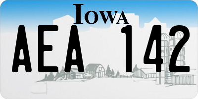 IA license plate AEA142