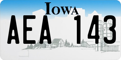 IA license plate AEA143