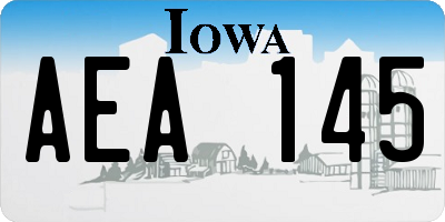 IA license plate AEA145