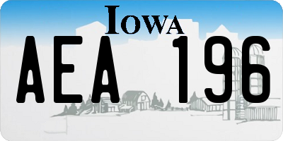 IA license plate AEA196